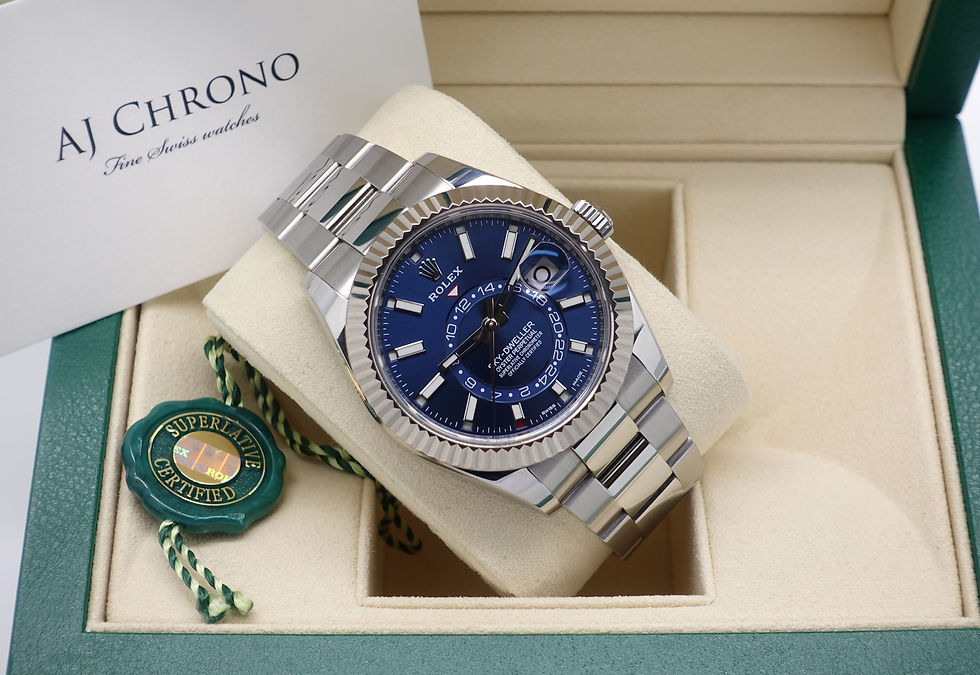 Thumbnail: Gents Stainless Steel Rolex Oyster Perpetual Sky-Dweller With Blue Dial B&P 2017