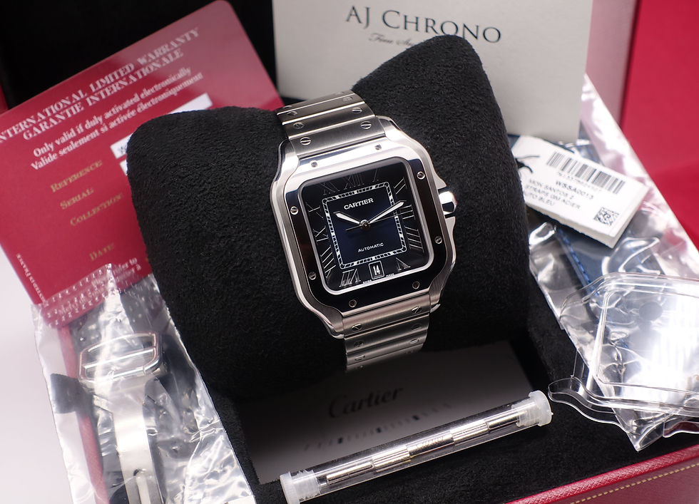 Thumbnail: Gents Stainless Steel Cartier De Santos Blue Large Complete 2019 Box & Papers