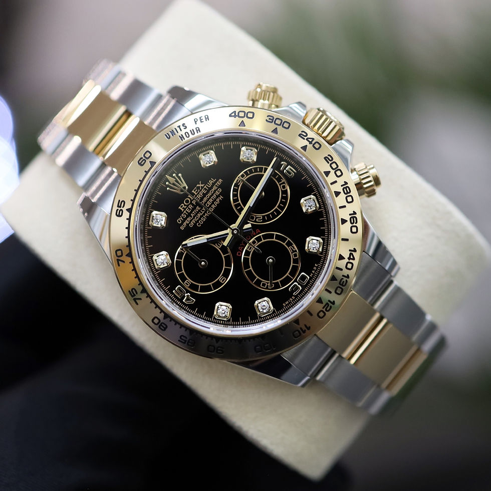 Thumbnail: Gents stainless steel &18ct Gold Rolex Oyster Perpetual Daytona Black Diamond