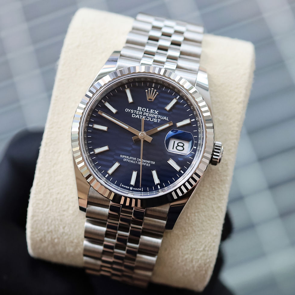 Thumbnail: Rolex Oyster Perpetual Datejust 36mm Navy Blue Motif Dial 2023 Unworn Stainless