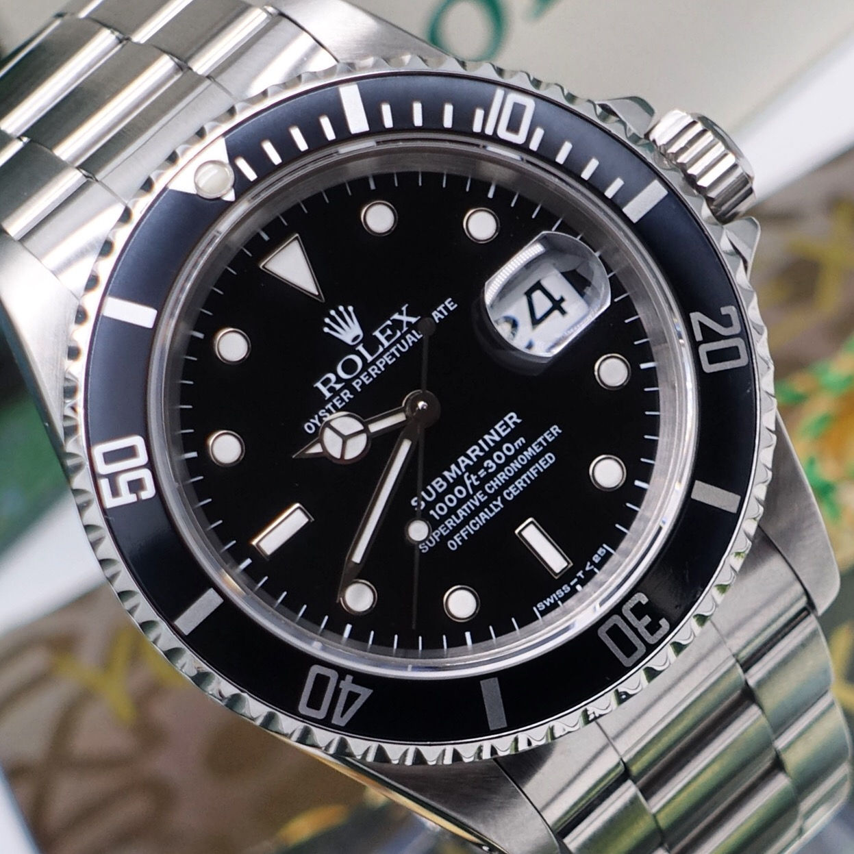 Gents Stainless Steel Rolex Oyster Perpetual Submariner Date 16610 With Papers