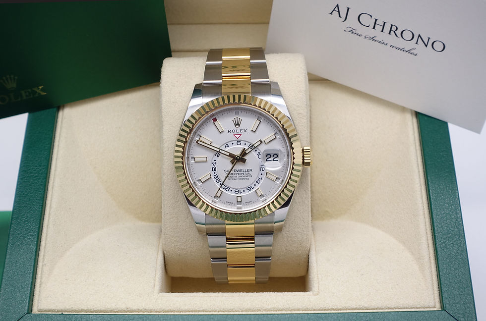 Thumbnail: Unworn 2019 Stainless Steel & 18ct Gold Rolex SkyDweller White Ivory Dial 326933