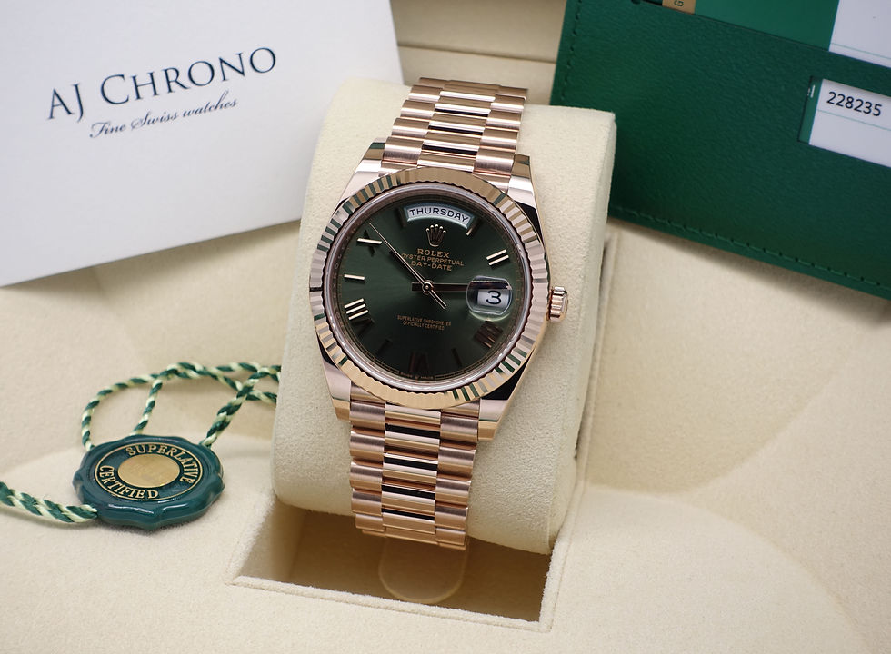 Thumbnail: Unworn 18ct Rose Gold Rolex Oyster Perpetual Day-Date 40 Anniversary Olive Dial