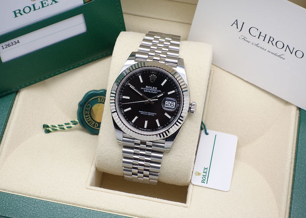 Thumbnail: Unworn Stainless Steel Rolex Oyster Perpetual Datejust 41 With Black Baton Dial