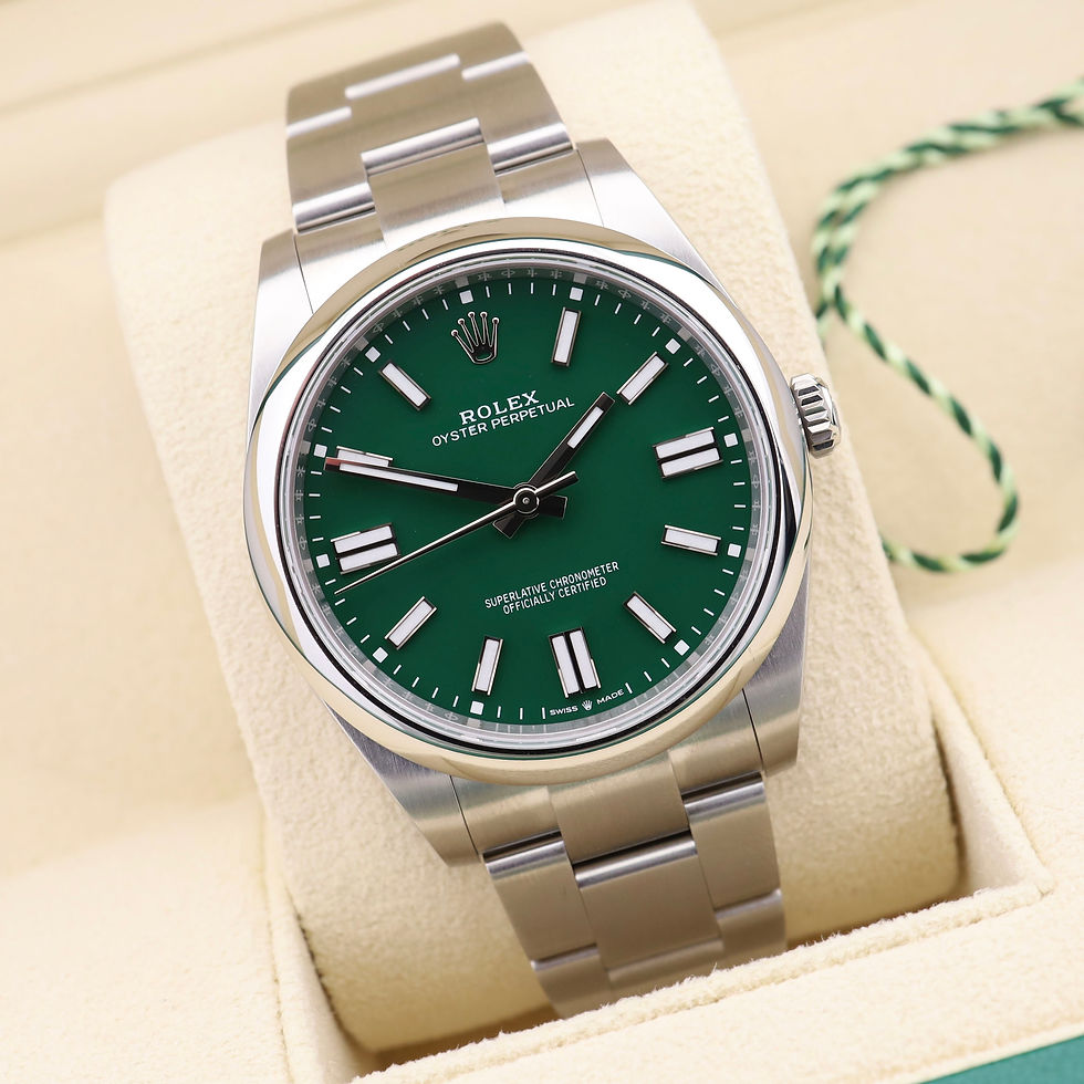 Thumbnail: Unworn 41mm  Stainless Steel Rolex Oyster Perpetual Green Dial  2024