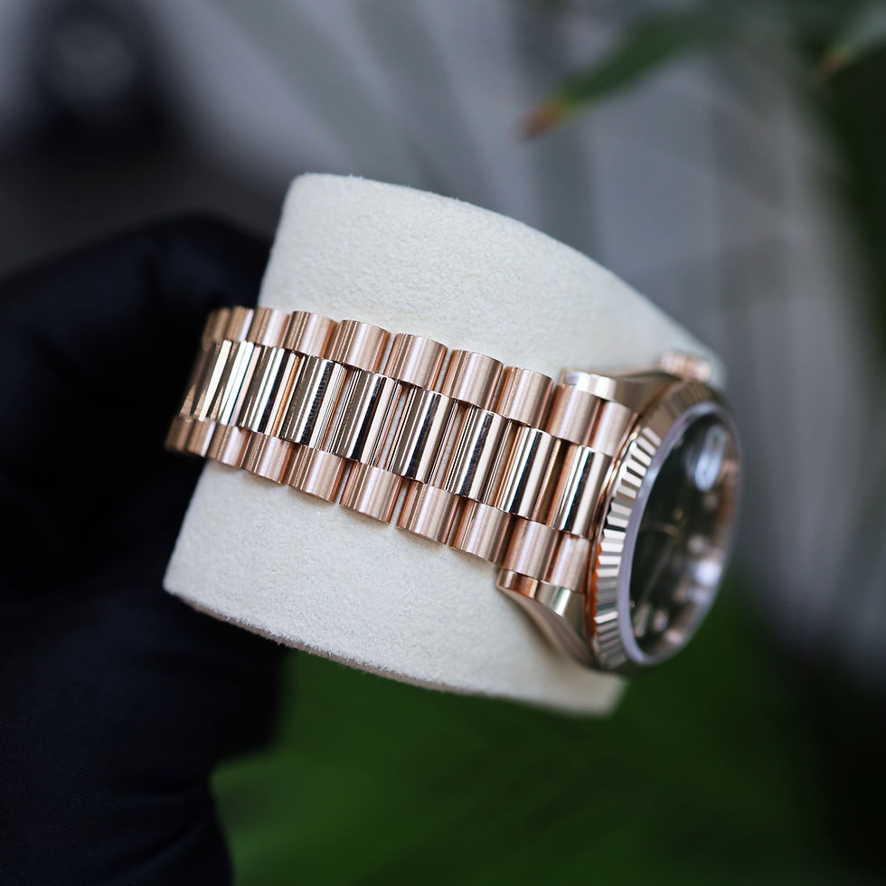 Thumbnail: Unworn 2021 Rolex Day-Date 36mm Rose Gold Factory Diamond Chocolate Dial