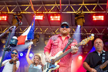 Band members of the Acadian group Réveil, live on stage in Dieppe NB