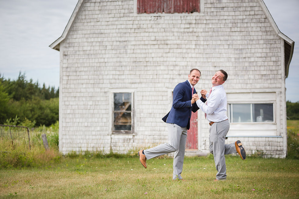 Groom and Best Man being silly