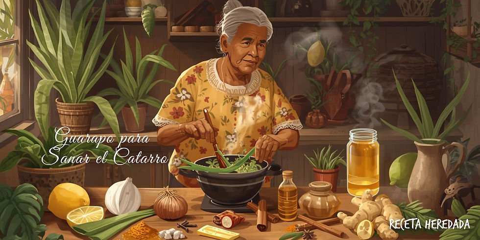 Abuela haciendo su receta de guarapo para sus nietos