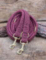 3-fach verstellbare Hundeleine aus Teddy-Stoff Lila mit Messingkarabinern