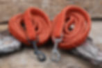 Zwei Hundeleinen aus Bouclé-Stoff Terracotta mit strapazierfähigem Gurtband