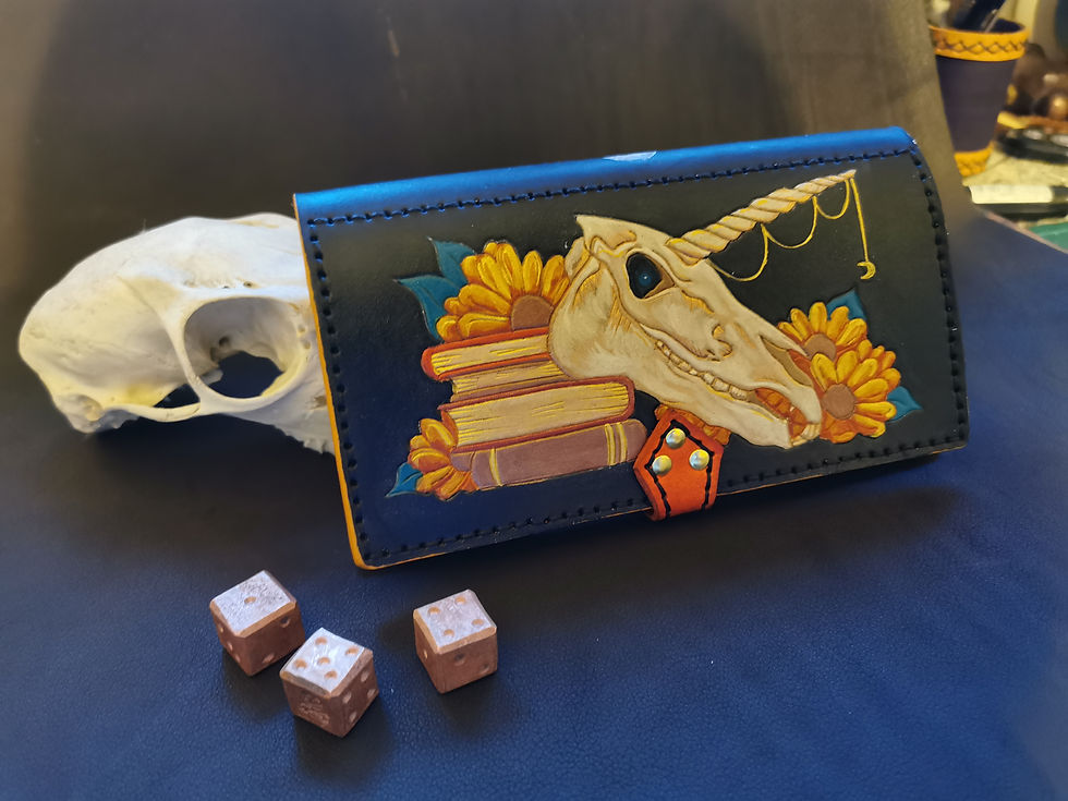 Thumbnail: Unicorn and sunflowers - handcrafted genuine leather wallet