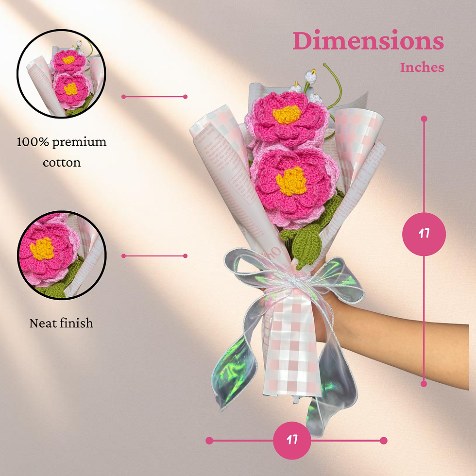 Thumbnail: Handmade Crochet Peony Flower Bouquet