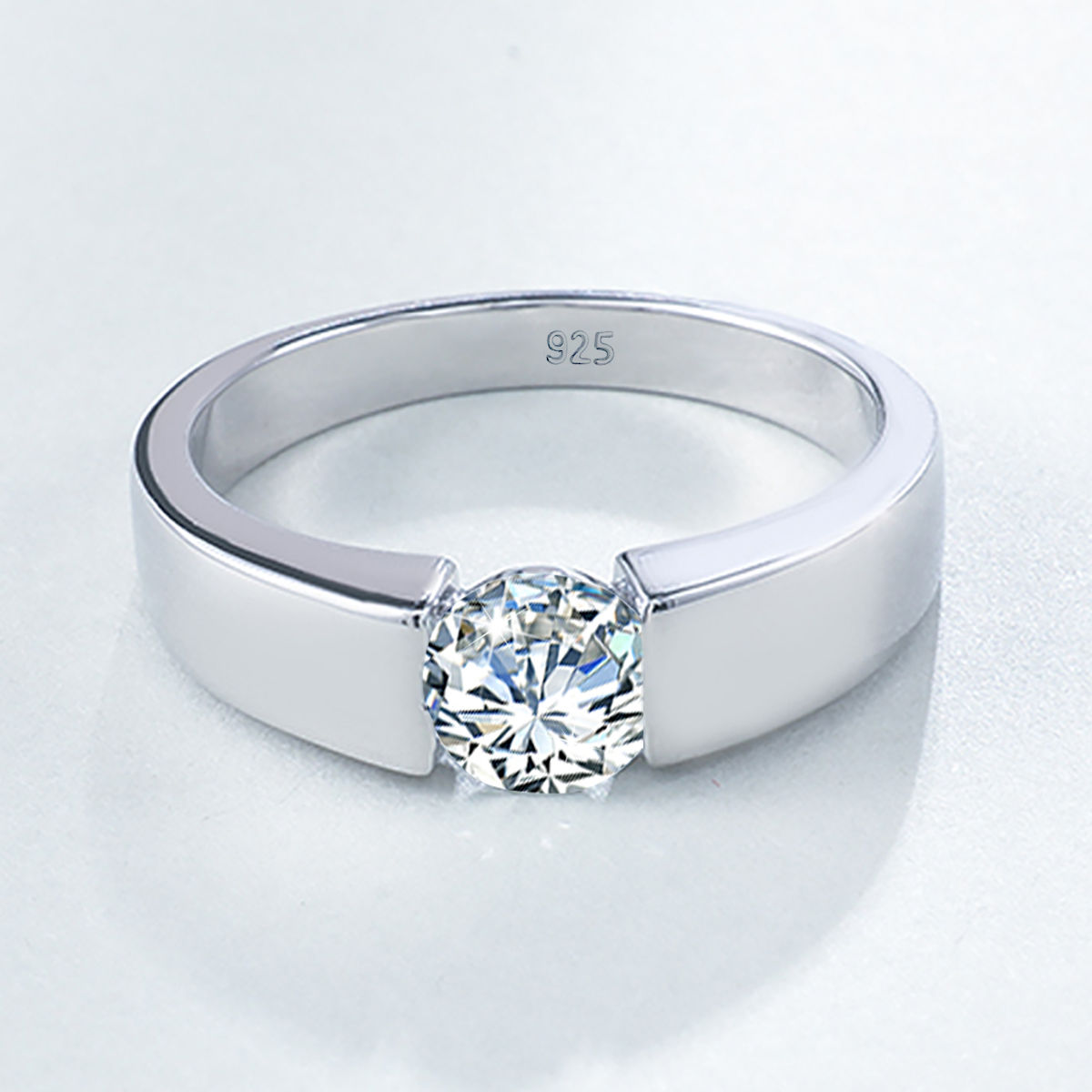 Moissanite Ring Solid Sterling Silver 925
