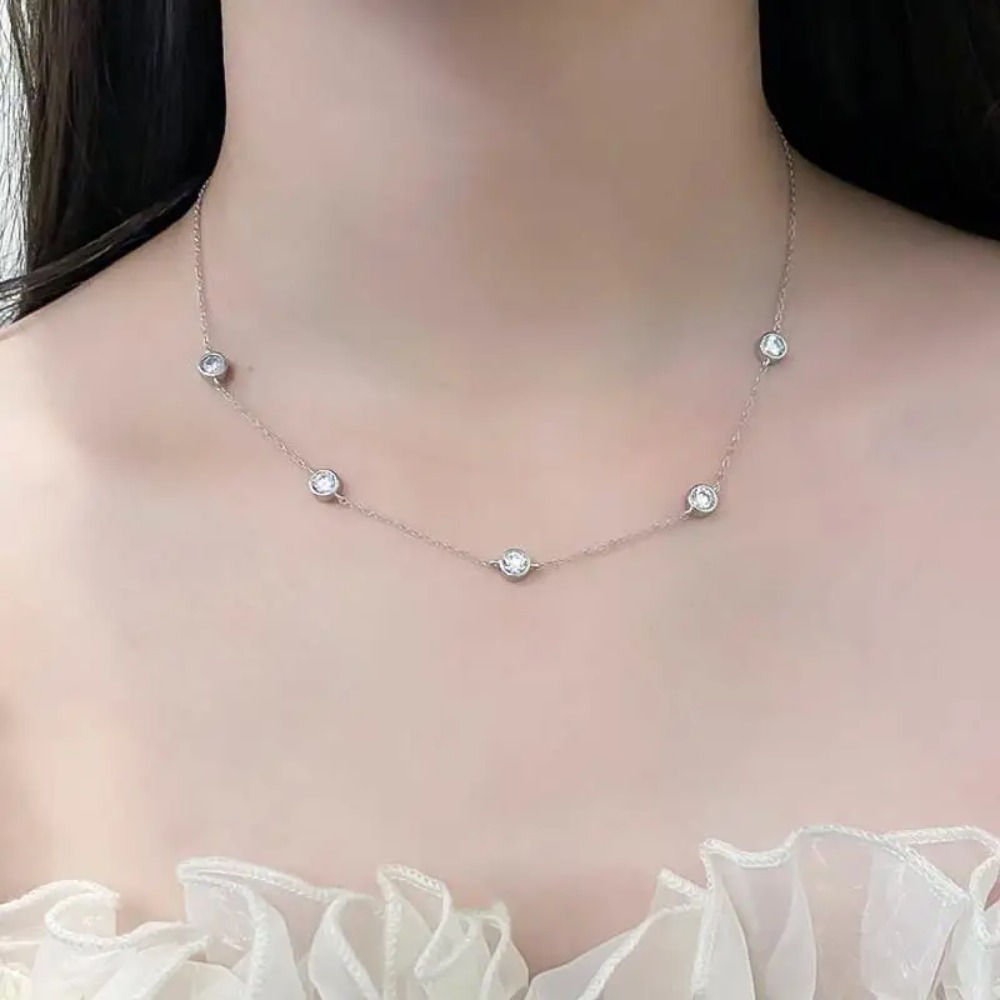 Bubble Moissanite Necklaces For Women 925 Sterling Silver Lab Diamond Chains