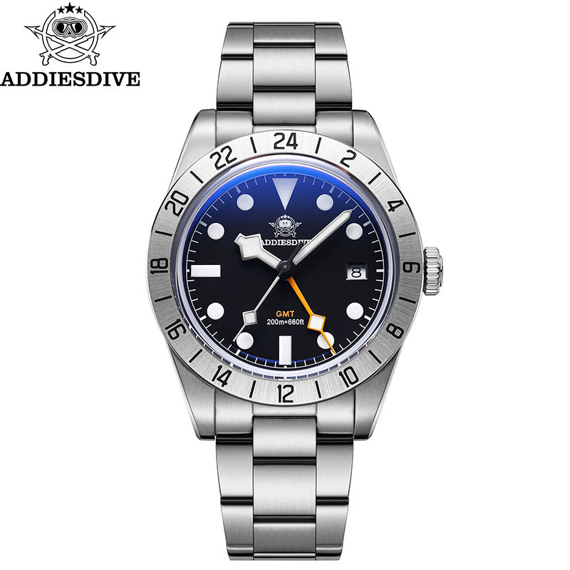 ADDIESDIVE Brand 39mm Quartz GMT Watches Waterproof Luminous Bubble Mi