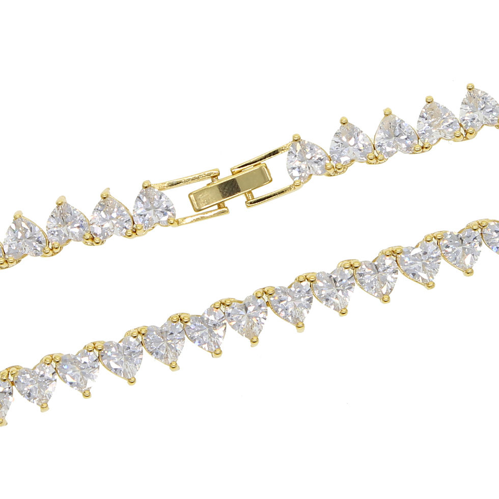 Thumbnail: heart shape CZ iced out bling heart cz tennis necklace for women gi