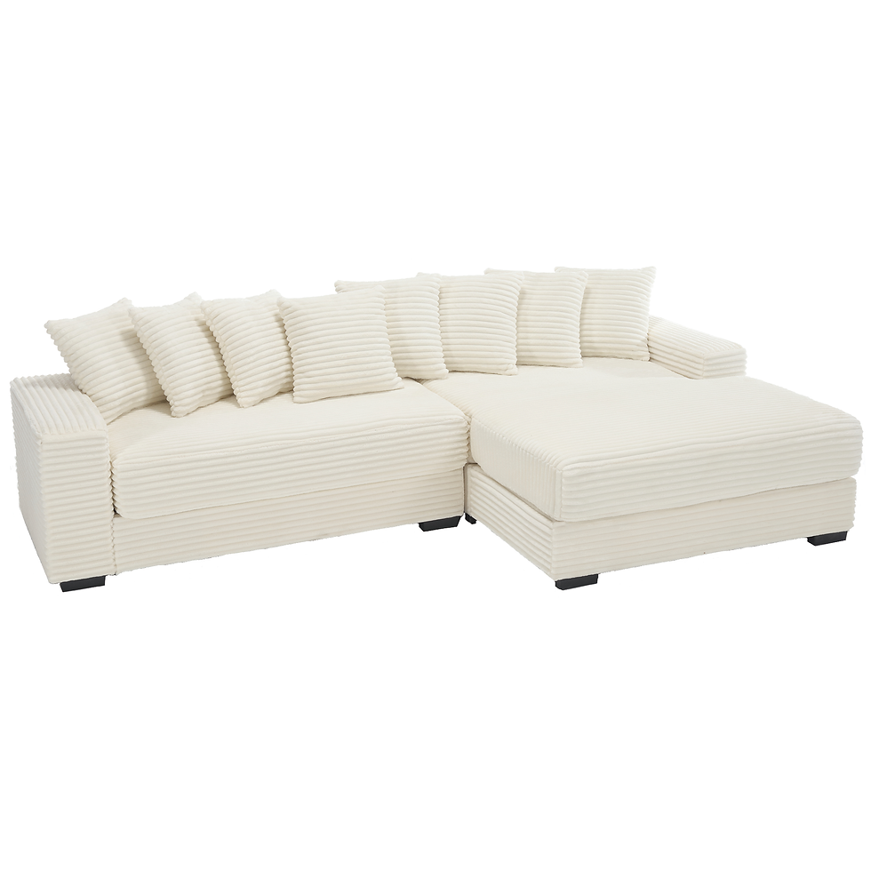 Thumbnail: Oversized Two-Piece L-Shaped Corduroy Sofa With Right Chaise, Armrests & Pillows