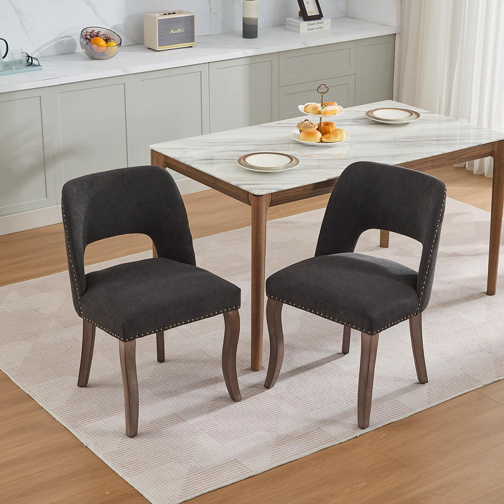 Thumbnail: Wooden Modern Fabric Upholstered Dining Room Kitchen Chairs Farmhouse Style
