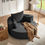 Thumbnail: 360° Swivel Accent Barrel Chair, Black Chenille, 56.3x56.3x36.5 Inches