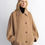Thumbnail: Women's Cashmere Wool Short Coat With Bat Sleeves"Fleeting Memories"