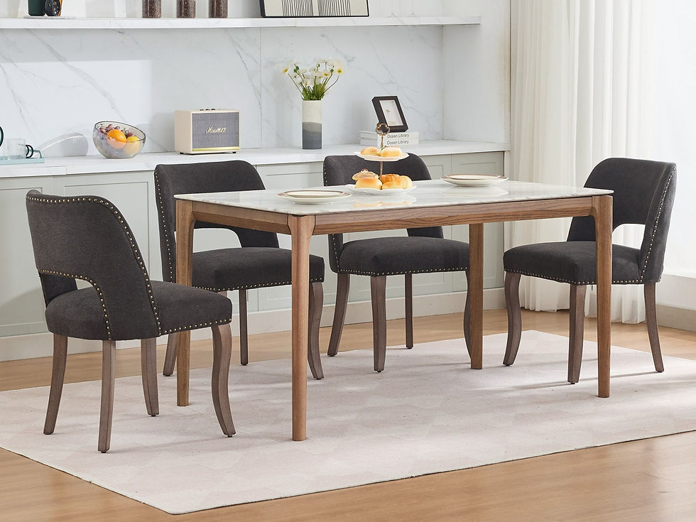 Thumbnail: Wooden Modern Fabric Upholstered Dining Room Kitchen Chairs Farmhouse Style