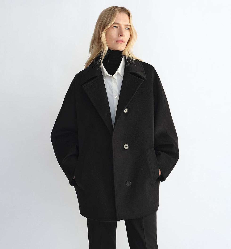 Thumbnail: Fireladyfur Women's Cashmere Wool Short Coat With Bat Sleeves"Fleeting Memories"