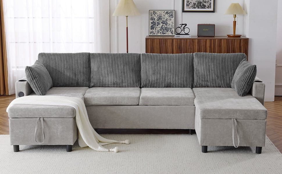 Thumbnail: 111.8" Sectional Sofa Pull-Out Sofa Bed Versatile Sofa Sleeper