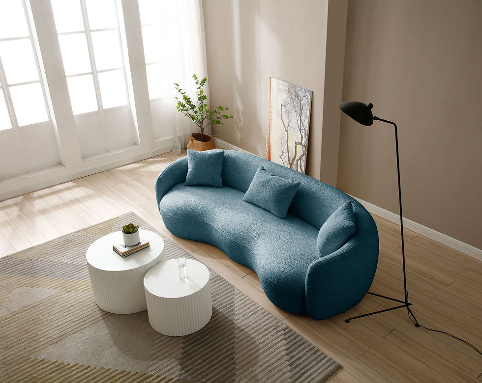 Thumbnail: 93.6 Inch Modern Curved Sofa,  Boucle Fabric Couch for Bedroom