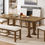 Thumbnail: Farmhouse 76inch 6-Piece Extendable Dining Table Set , Kitchen Table Set