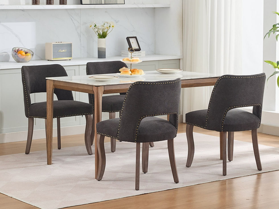 Thumbnail: Wooden Modern Fabric Upholstered Dining Room Kitchen Chairs Farmhouse Style