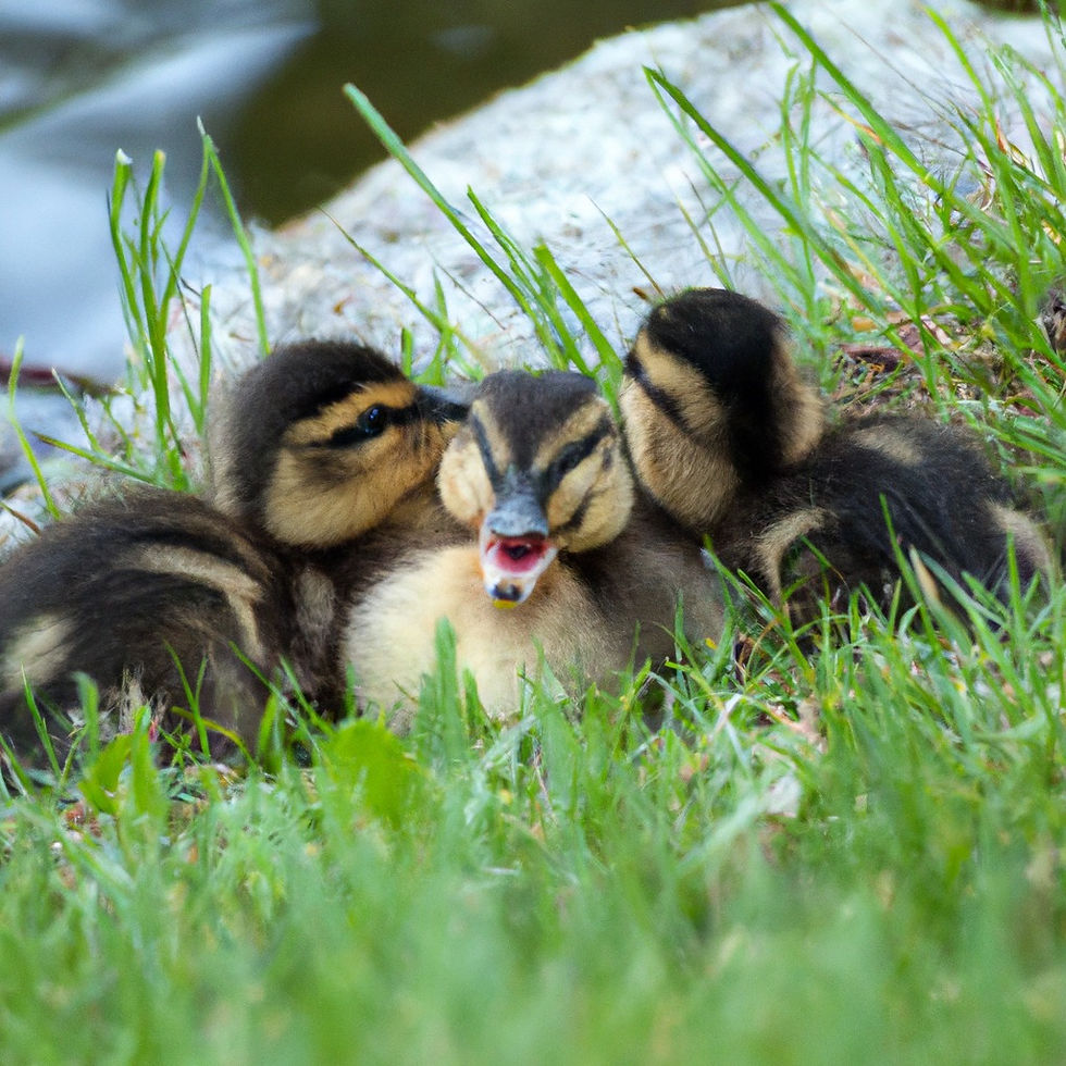 ducklings in grass