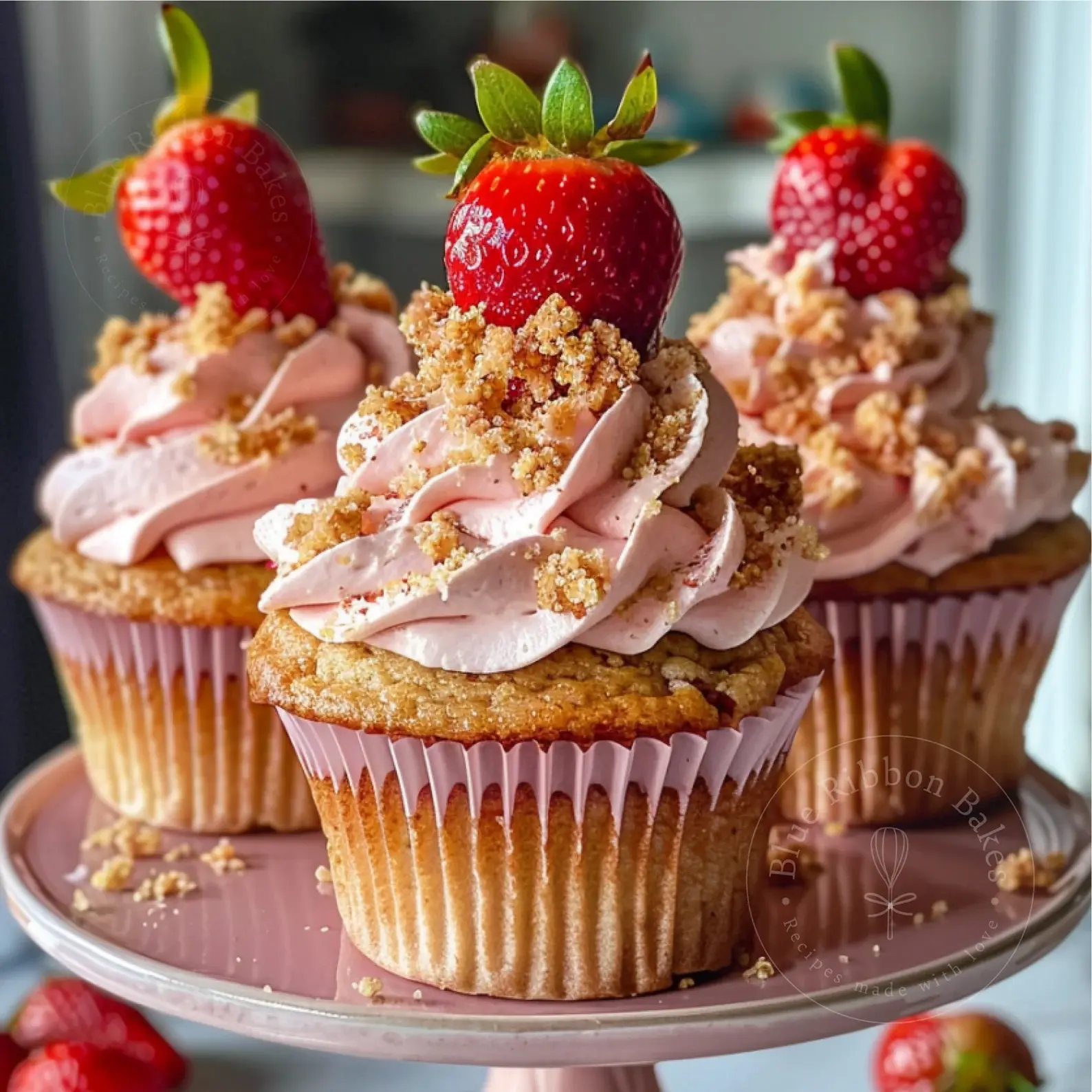 Strawberry Crumble Cupcakes