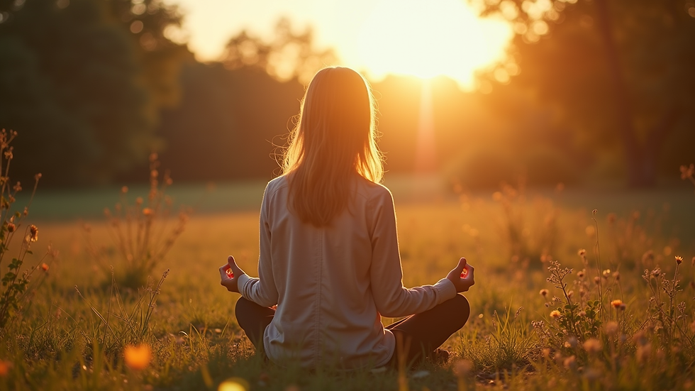 Plano cercano de una persona meditando con luz natural