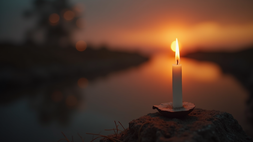 Plano cercano de una vela encendida en un ambiente tranquilo y minimalista