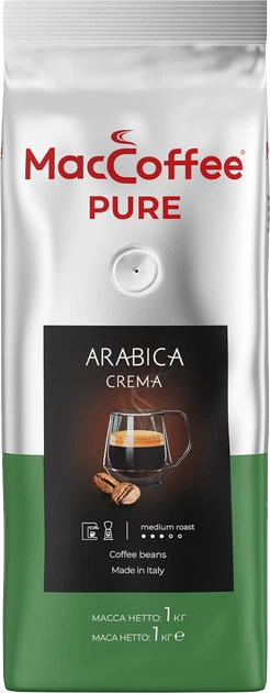 MACCOFFEE Kaffee Pure Arabica Crema, ganze Bohnen