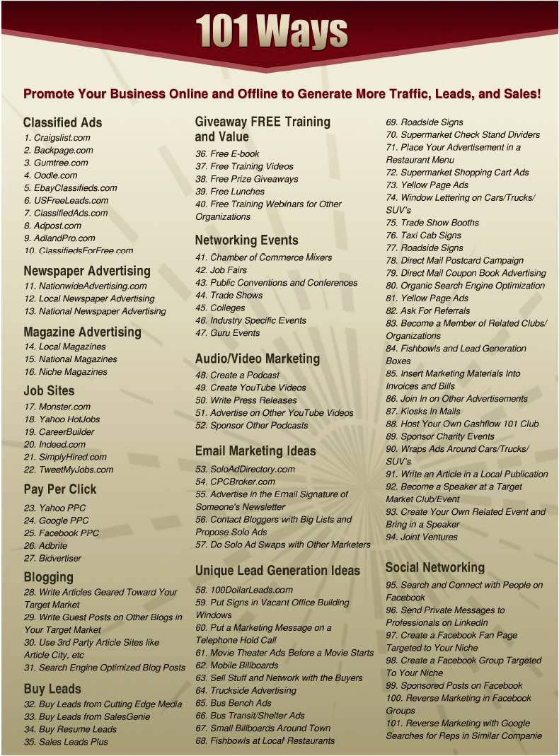 101 WAYS TO PROMOTE