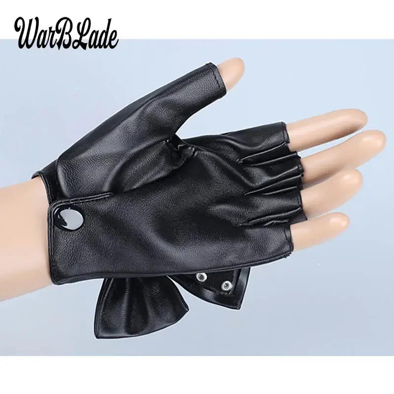 Thumbnail: WarBLade Fashion Fingerless Gloves Women's PU Leather Gloves