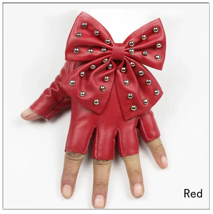 Thumbnail: WarBLade Fashion Fingerless Gloves Women's PU Leather Gloves