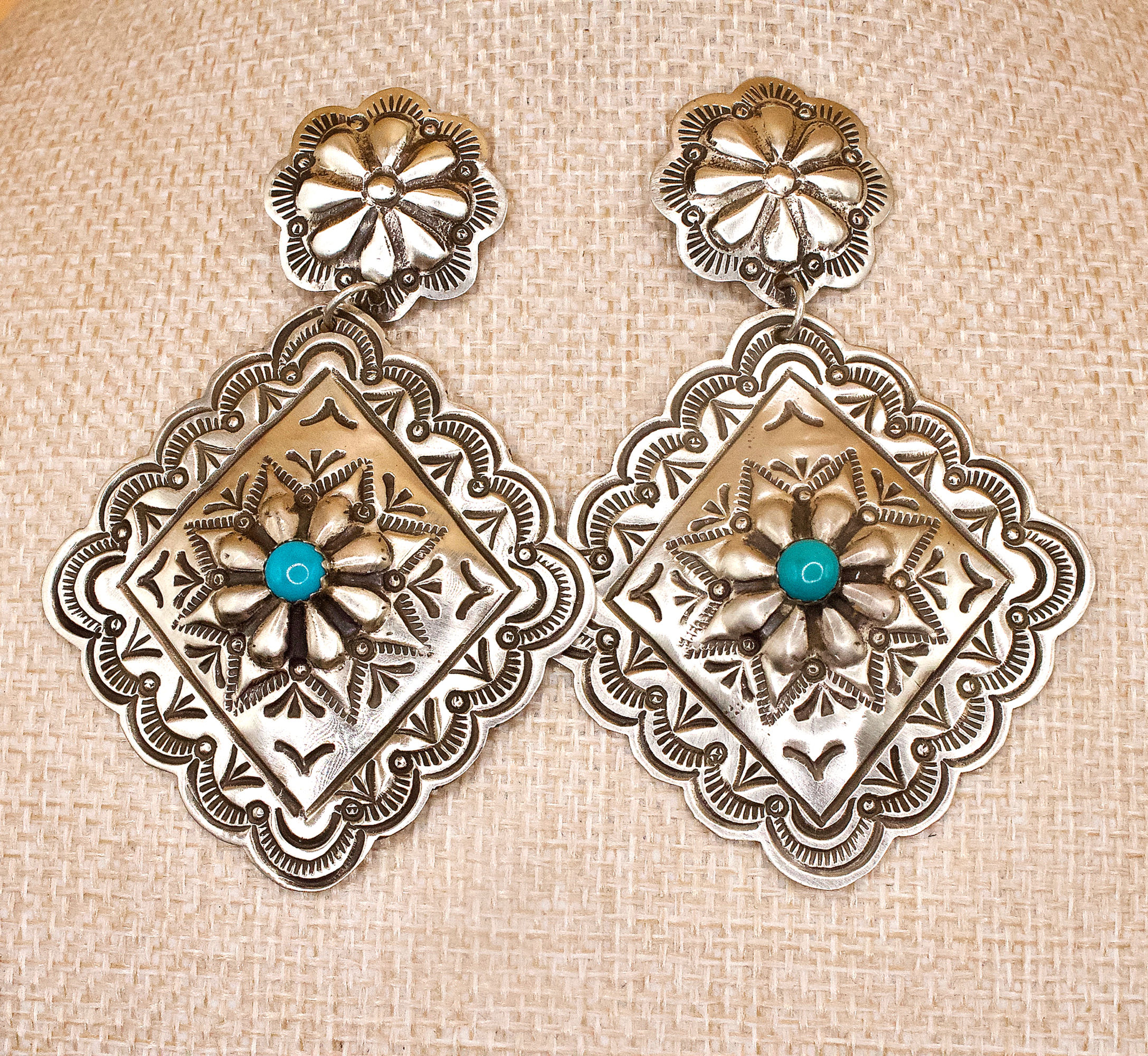 Sterling Silver and Kingman Turquoise Festival Earrings