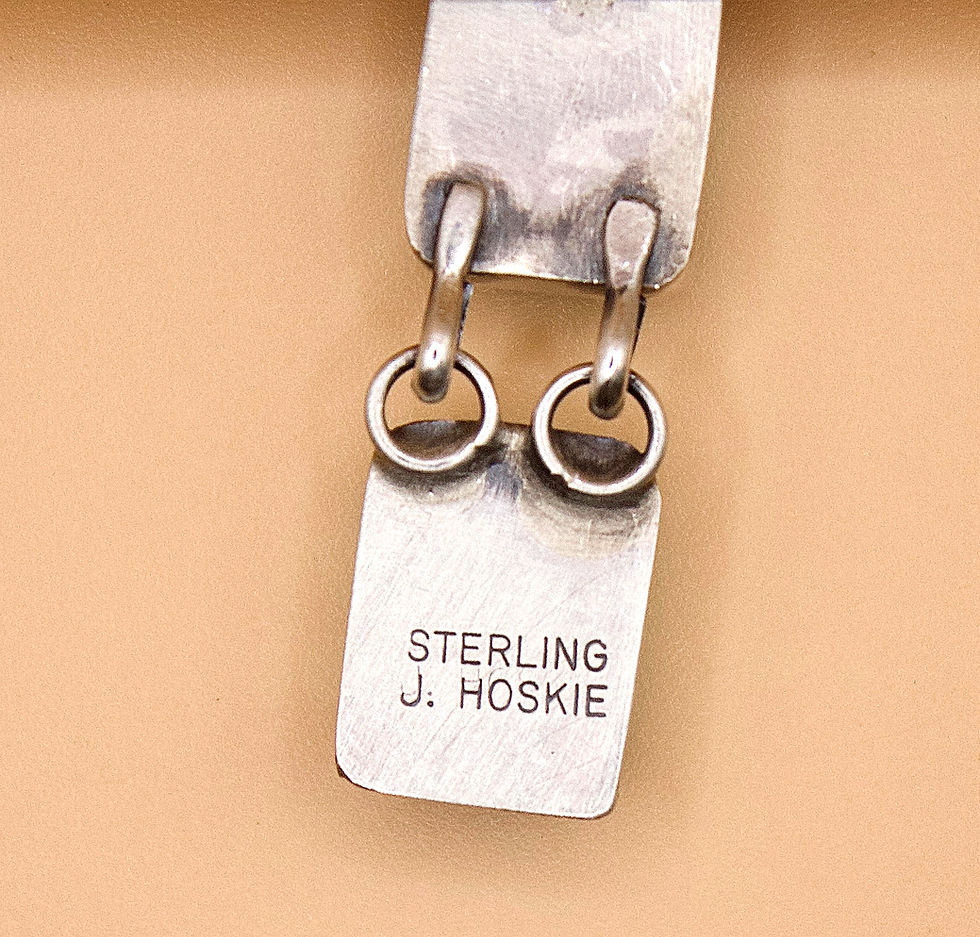Thumbnail: Sterling Silver 3 Stone Square Kingman Turquoise Drop Earrings