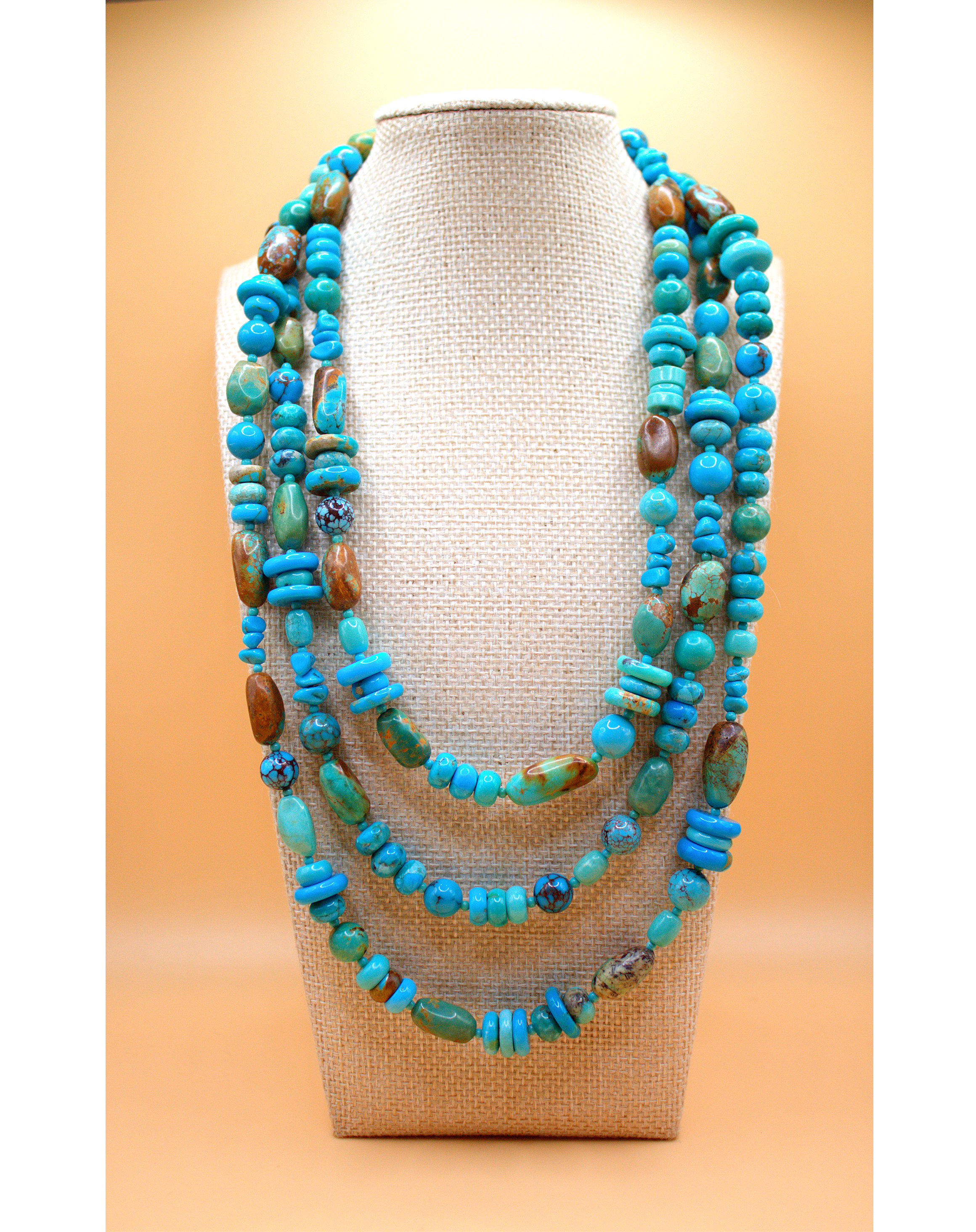 60" Turquoise Sampler Single Strand Bead Necklace