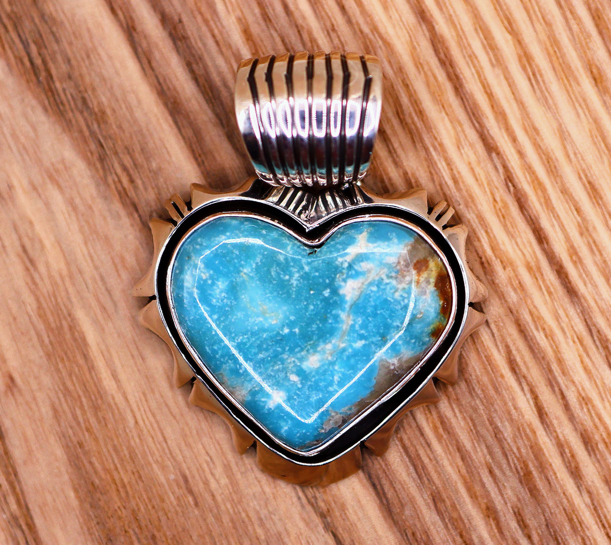 Sterling Silver and Fox Turquoise Heart Pendant