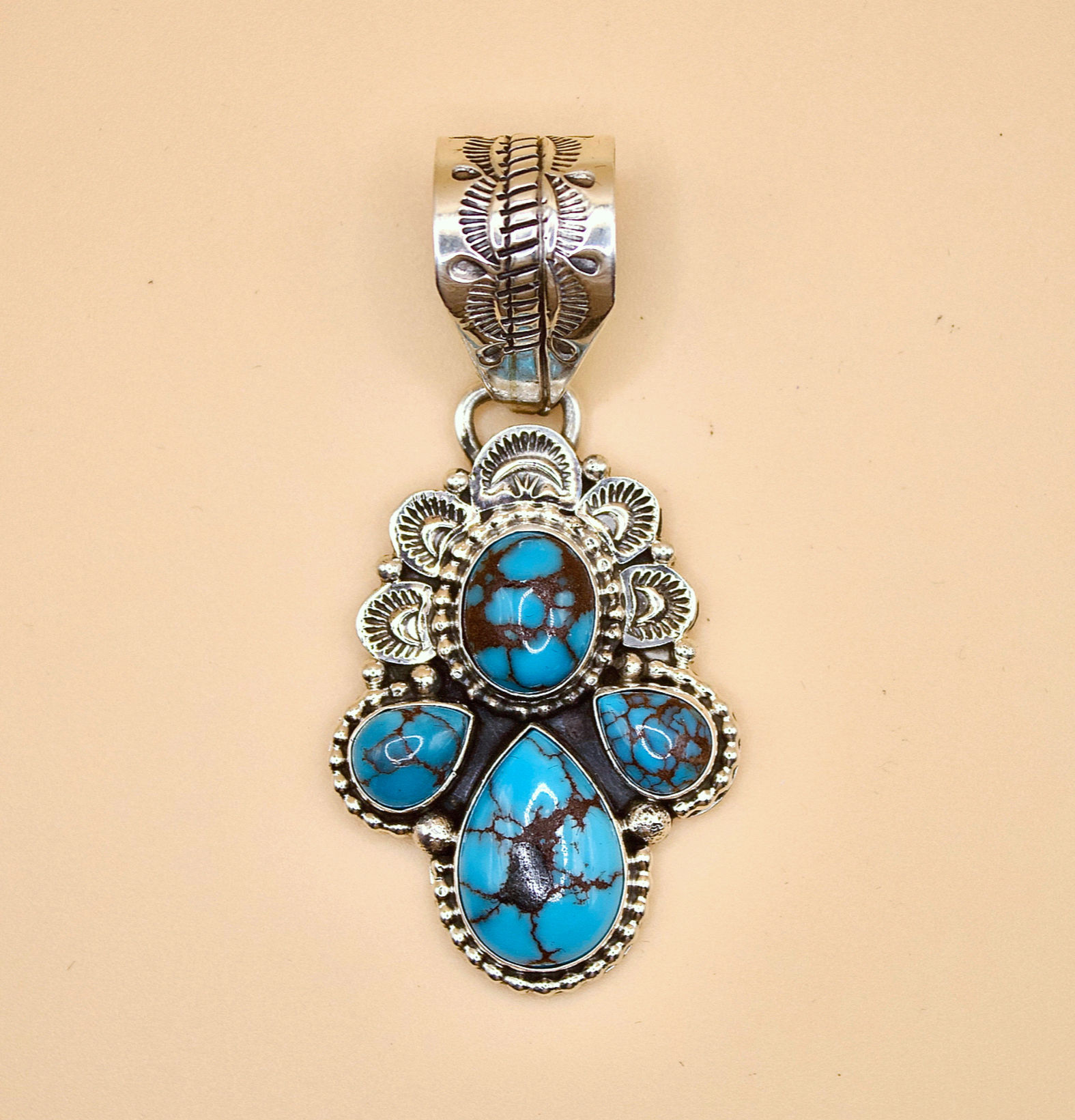 Sterling Silver Prince Turquoise Hand-stamped Pendant