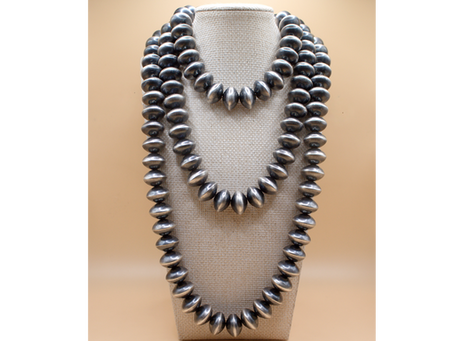 60" strand of sterling silver navajo pearls by Navajo silversmith Paul Jameson