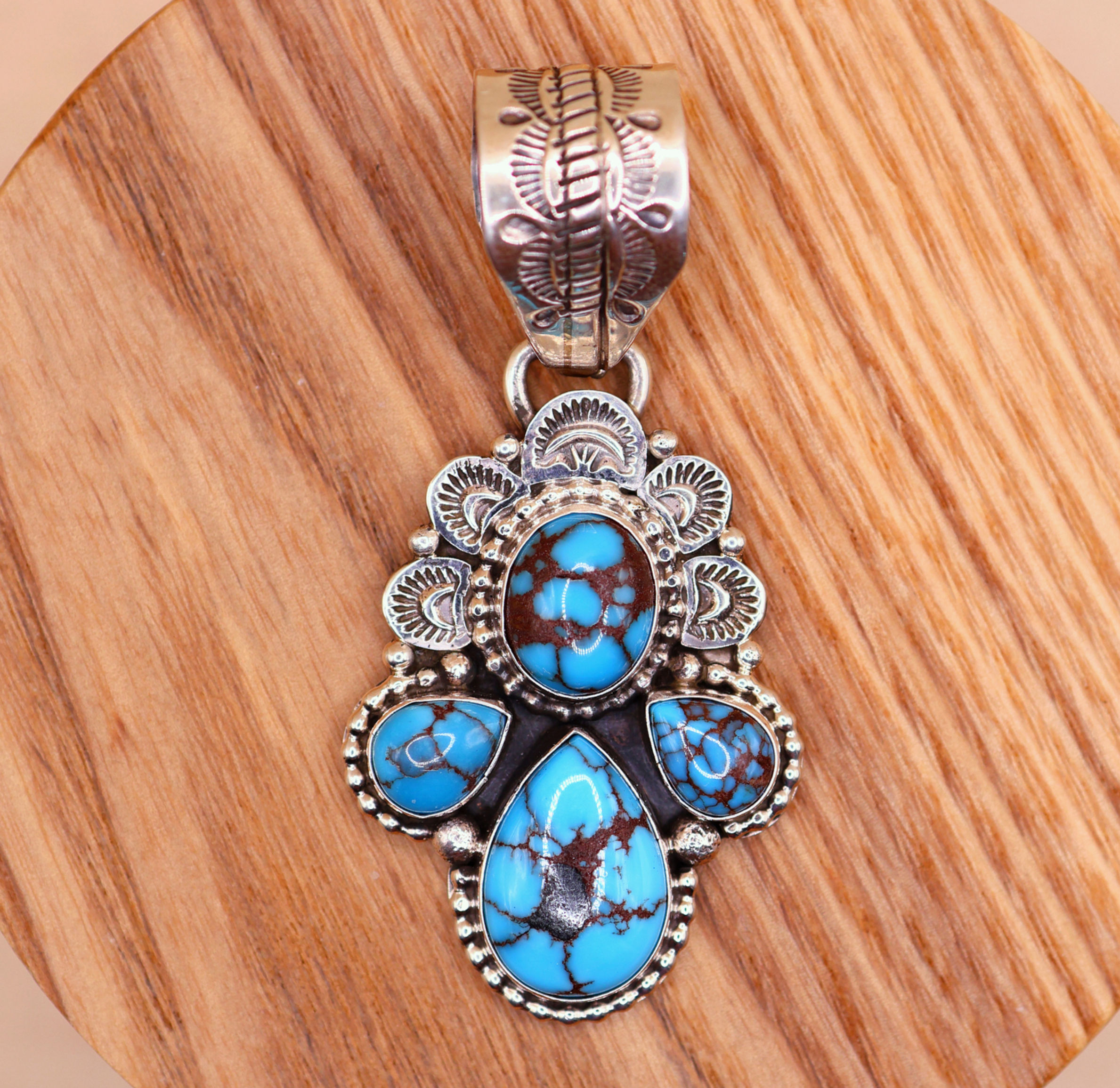 Sterling Silver Prince Turquoise Hand-stamped Pendant