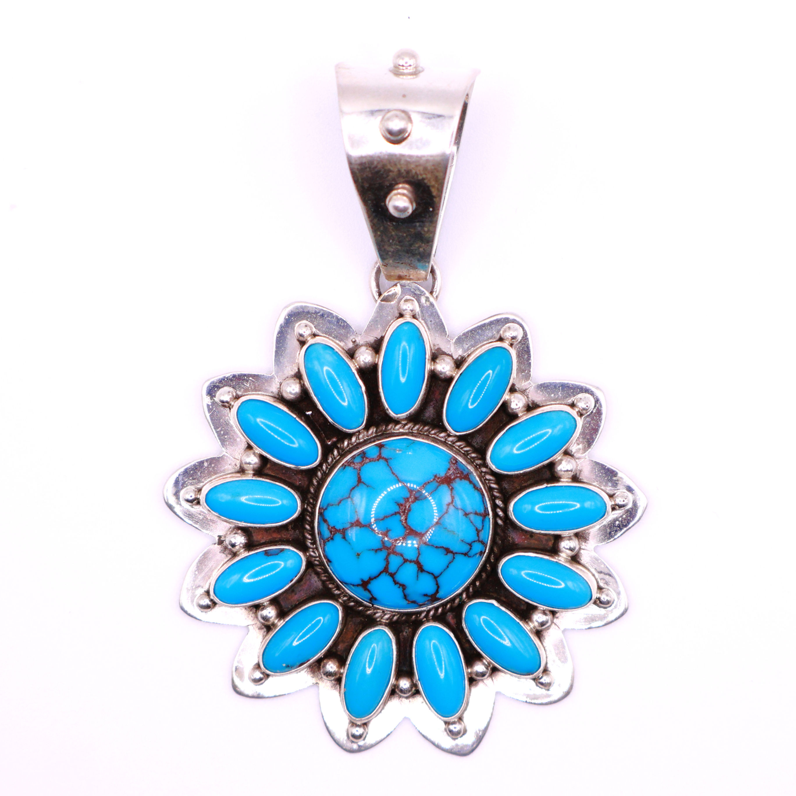 Sterling Silver and Prince Turquoise Radiant Pendant