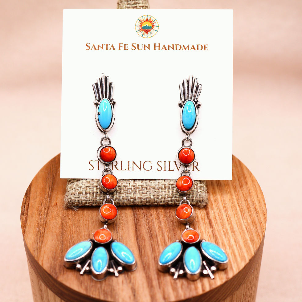 Thumbnail: Sterling Silver Spiny Oyster  Campitos Turquoise Earrings