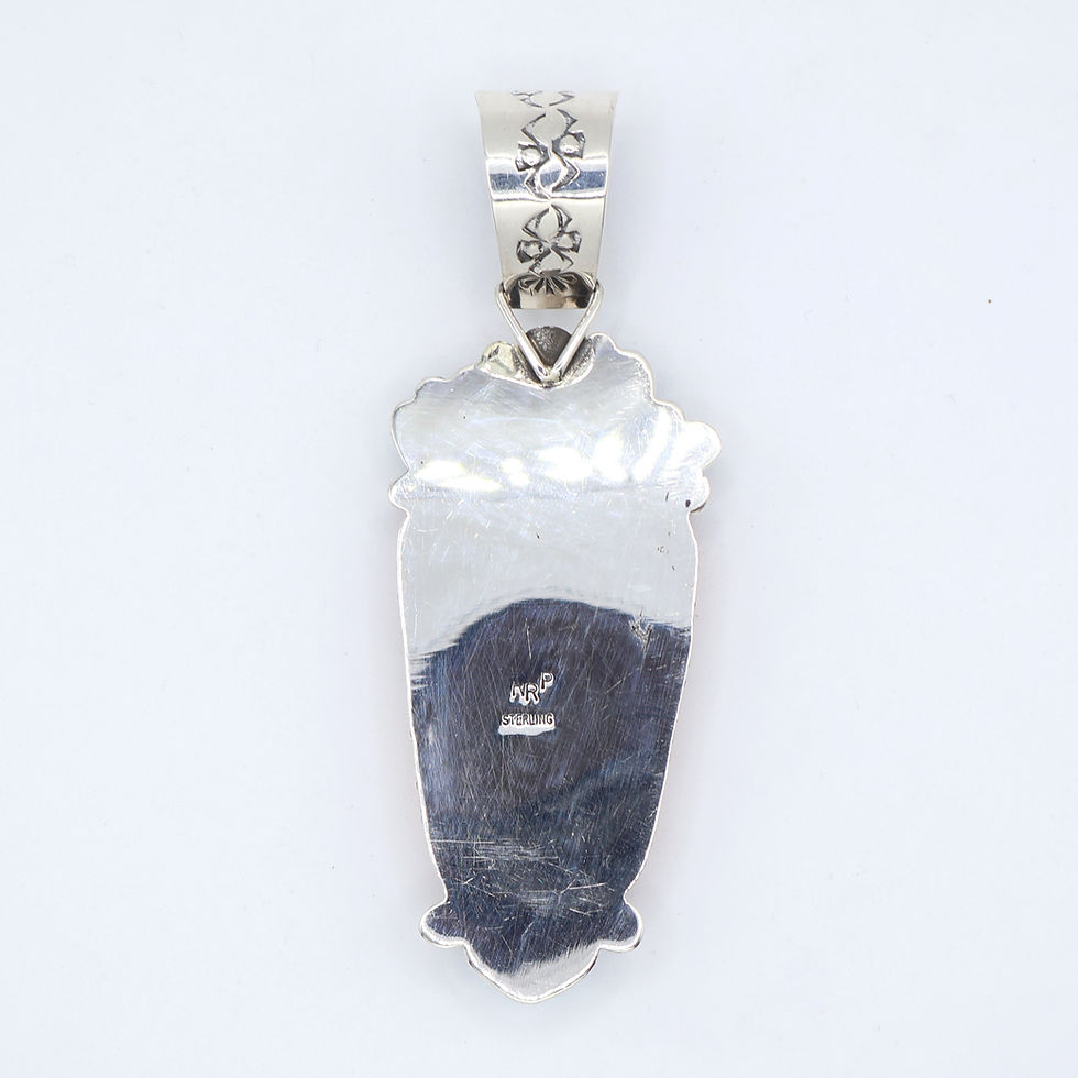 Thumbnail: Handmade Sterling Silver, Spiny Oyster & Blue Gem Turquoise Statement Pendant