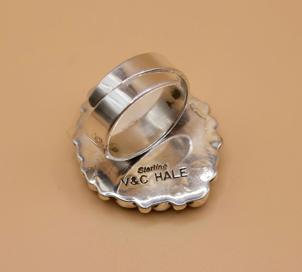 Thumbnail: Sterling Silver and Morenci Turquoise Adjustable Ring